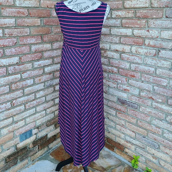 Isabel Maternity Maxi Dress Striped Blue Pink Medium - Picture 2 of 5